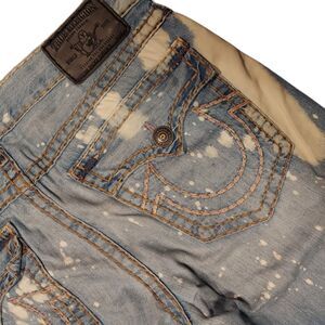 True Religion Bleached Splattered Super T Ricky Jeans Chief Keef Sz38